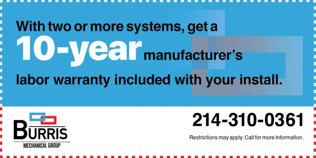 A coupon for a 10 year manufacturer 's labor warranty
