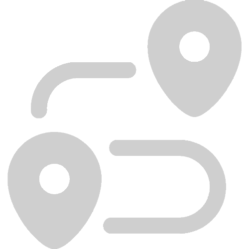 淺灰色圖標，顯示兩個地圖位置標記，由一條曲線路徑線連接。