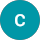 The letter c is in a blue circle on a white background.