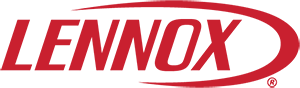 Lennox logo in red italic text with a red oval swoosh on a white background