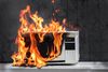 image of microwave on fire