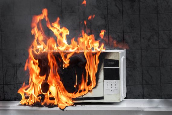 fire damage caused by microwave