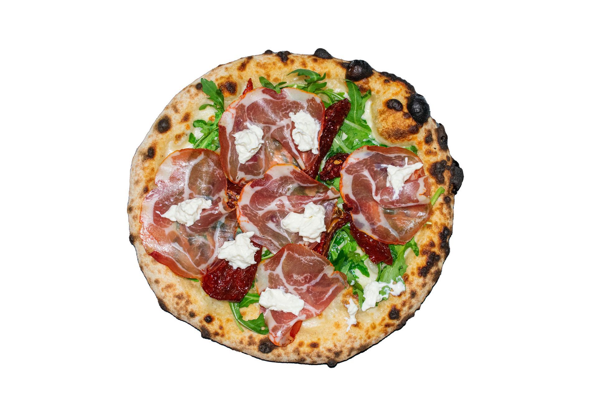 pizza con pomodori secchi e coppa di parma