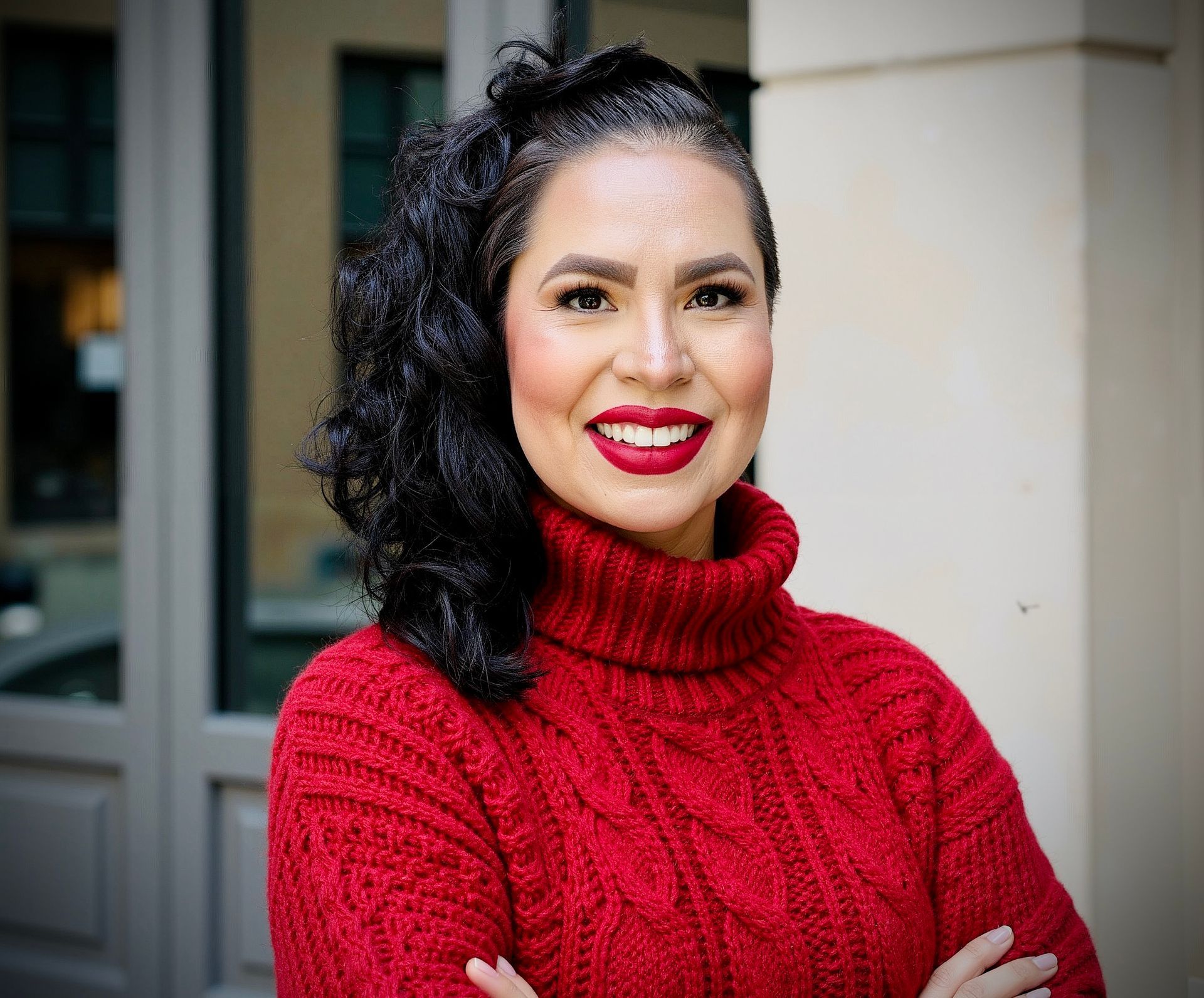 A black and white photo of a woman without a face