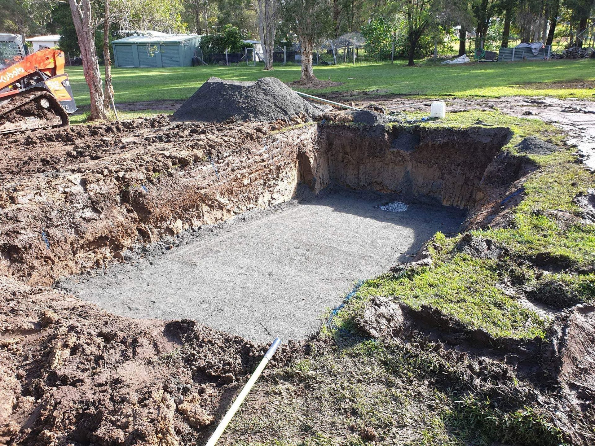 Excavated Rectangular Pit, Concrete Base, Dirt Walls — Clearwater Pools Hallidays Point in Taree, NSW