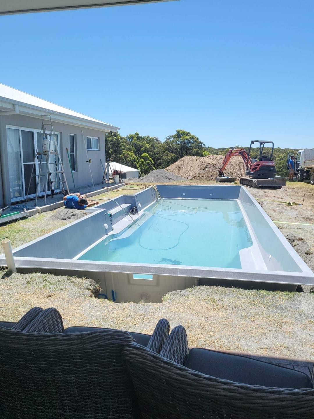 Rectangular Swimming Pool Under Construction — Clearwater Pools Hallidays Point in Diamond Beach, NSW