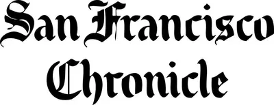 A black and white logo for the san francisco chronicle