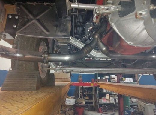 Old muffler and exhaust system replacement at Lou’s Custom Exhaust in Worcester, MA