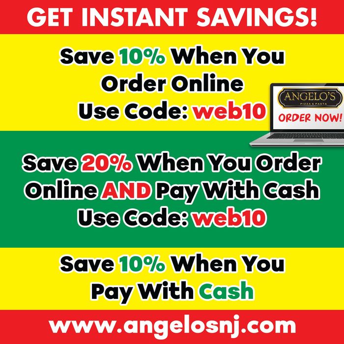 Save up to 20% when you order from Angelo's Pizza & Pasta