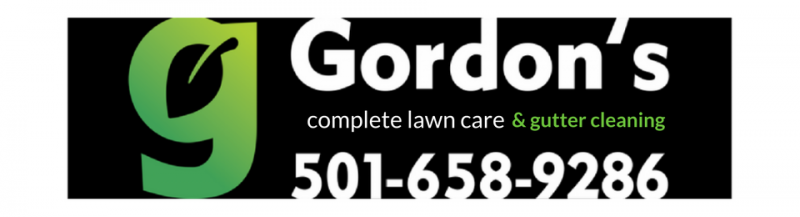 Logo for Gordon's, a lawn care and gutter cleaning service. Features a green 