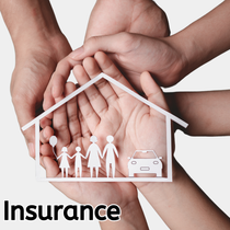 A hand is holding a sign with the word insurance on it.