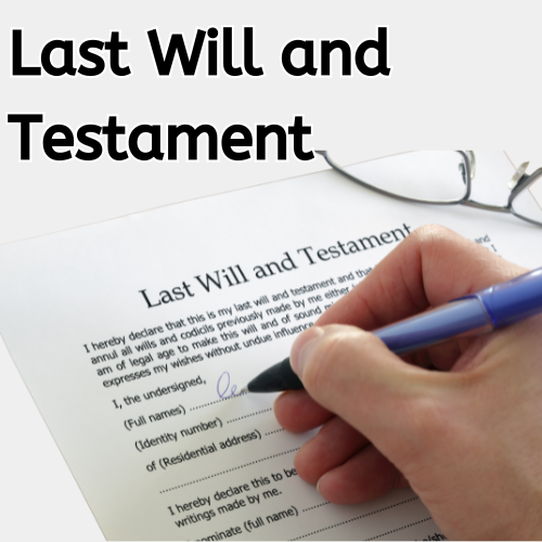 A person is signing a last will and testament