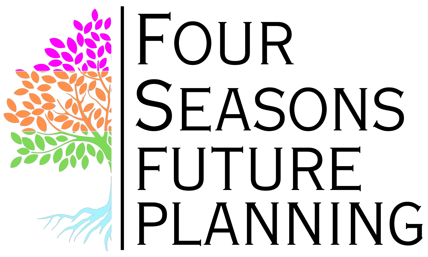 The logo for four seasons future planning shows a tree with roots and leaves.