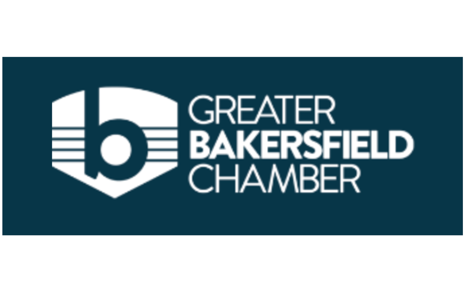 The greater bakersfield chamber logo is on a blue background.