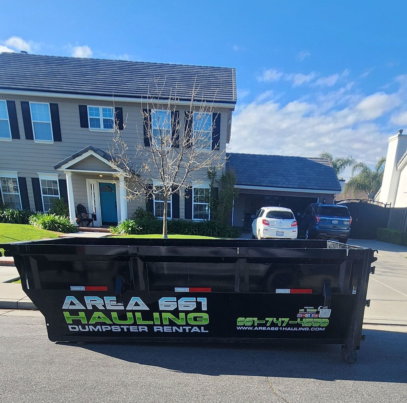 Bakersfield Dumpster Rental in front of Home.