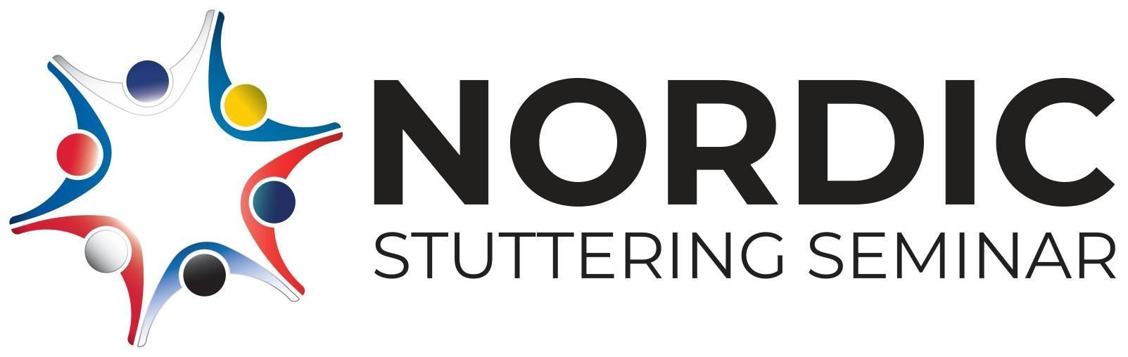 Logo for Nordisk Stammingsseminar: flerfarget stjerne med ordet «Nordisk» over «Stammingsseminar».