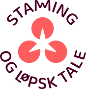 Logo: Korallsirkler med en hvit stjerne i midten, omgitt av teksten «Stamming og Løpsk ​​Tale».