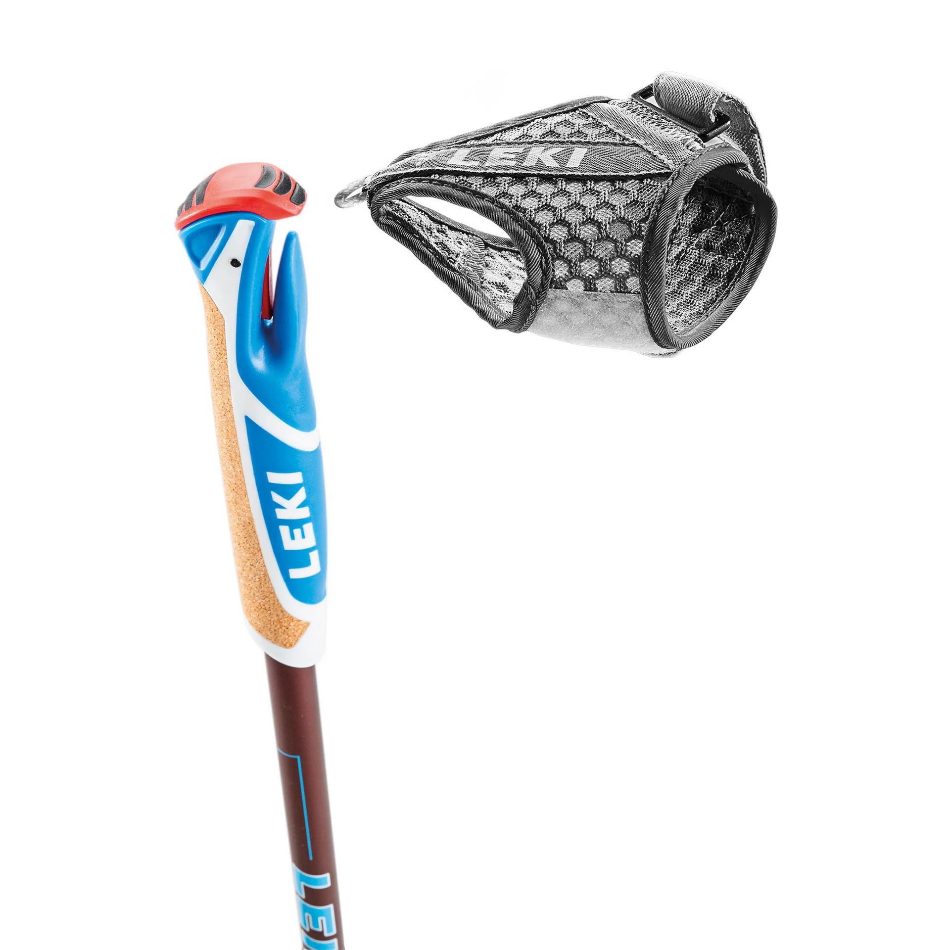 A pair of leki walking poles on a white background