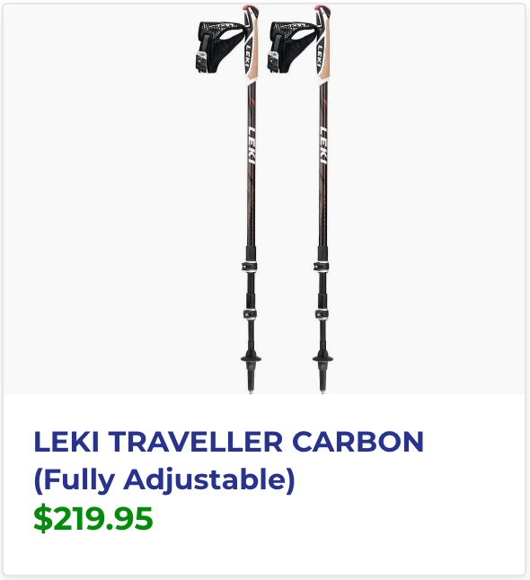 A pair of leki traveller carbon walking poles
