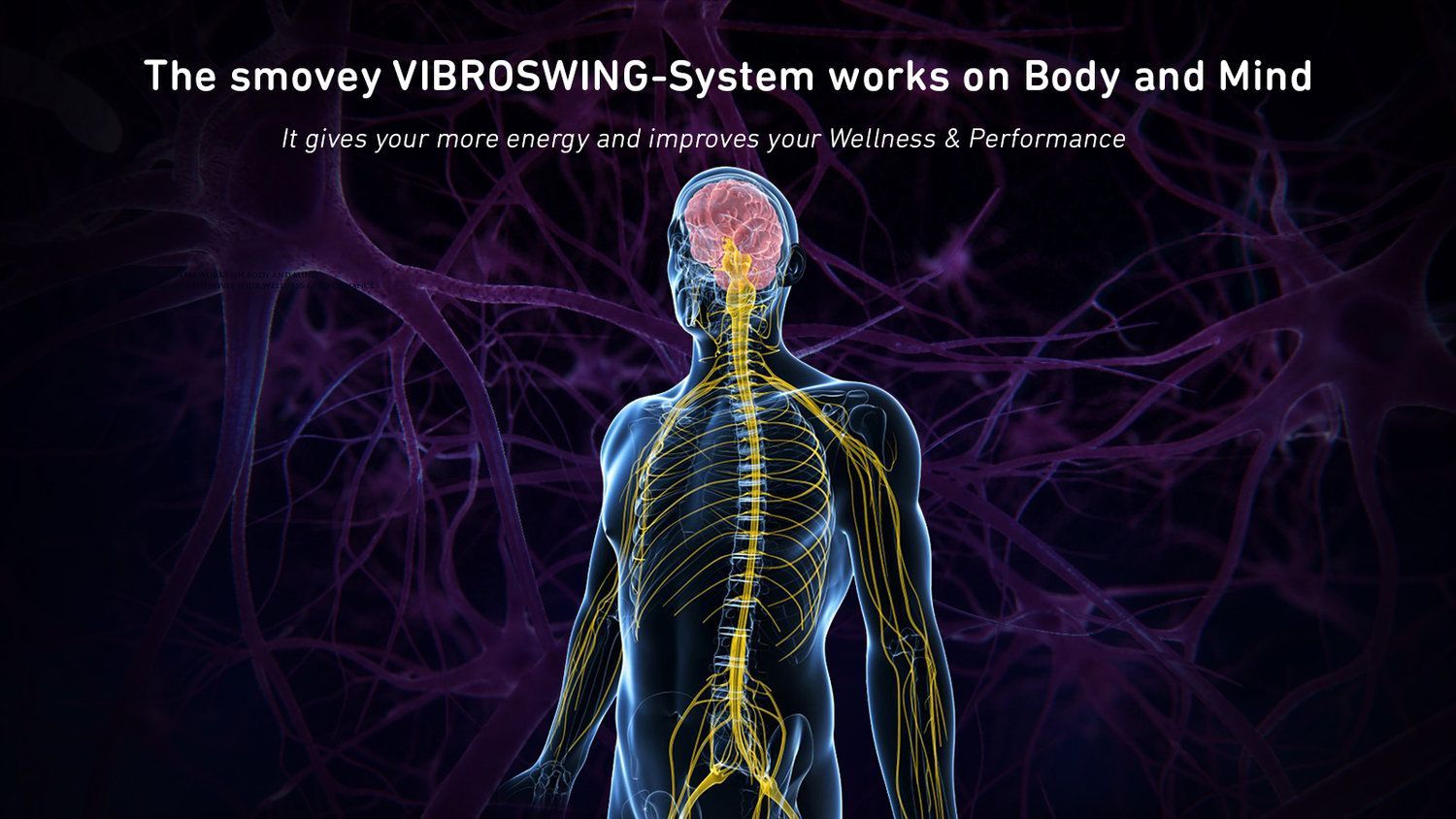 Digital human figure with glowing nervous system and purple energy background