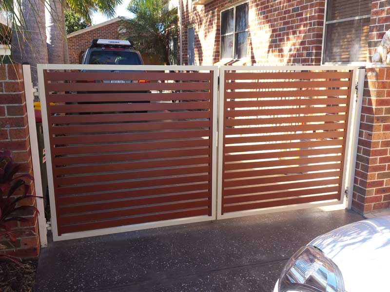 Residential wooden gate — Balustrading in Unanderra NSW