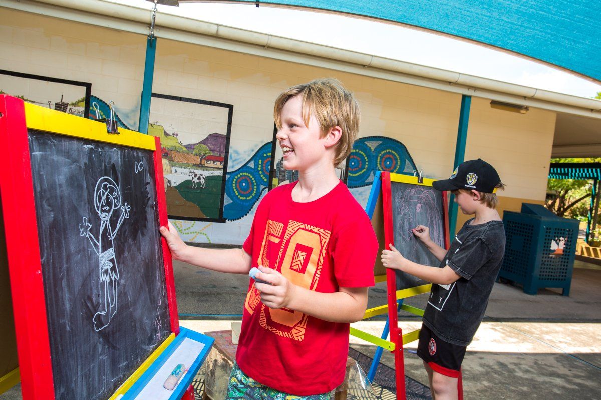 Two Boys Drawing on Board — Darwin, NT — Territory Child Care Group