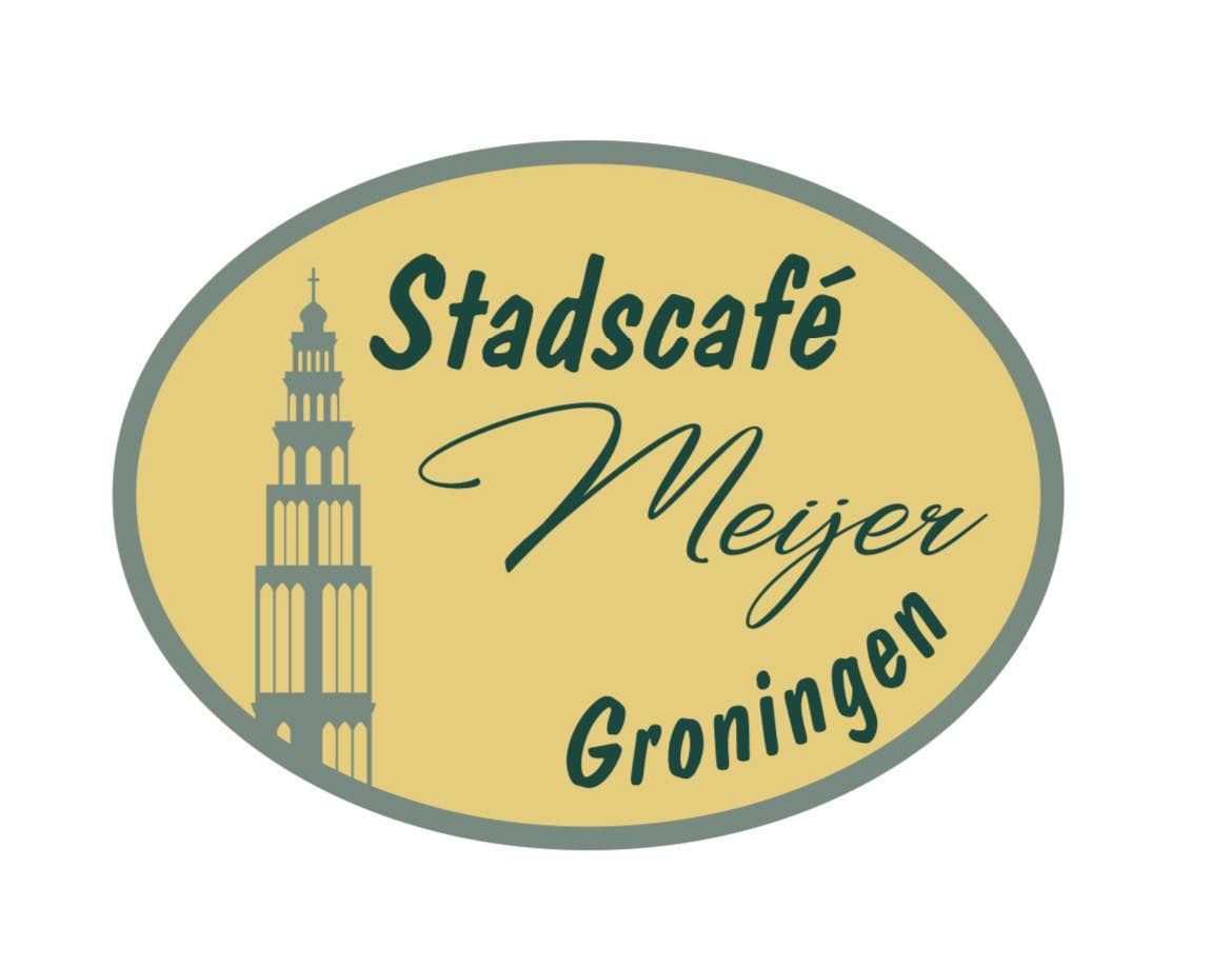 A logo for stadscafe meijer groningen with a tower on it