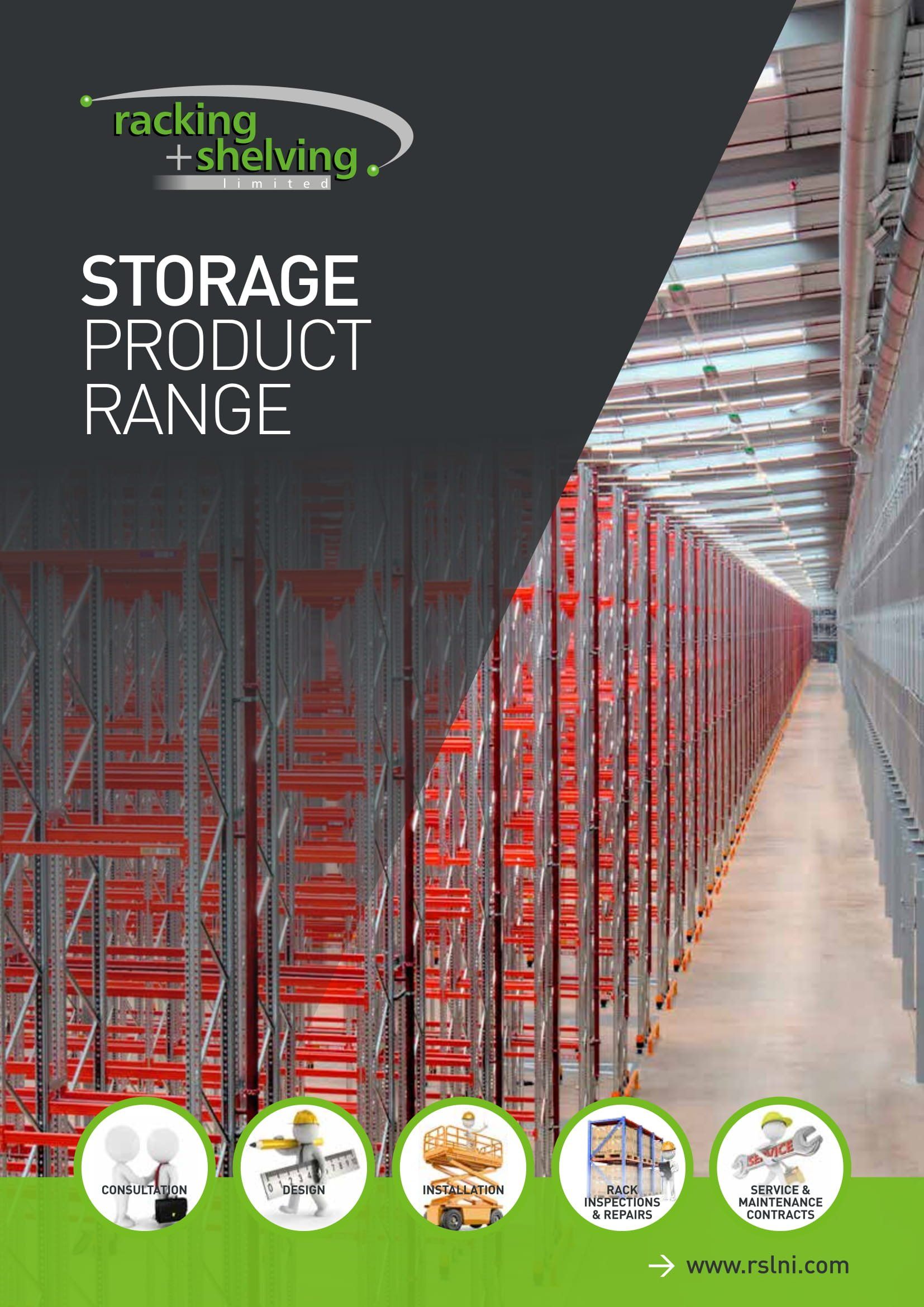 Storage product range brochure front page.