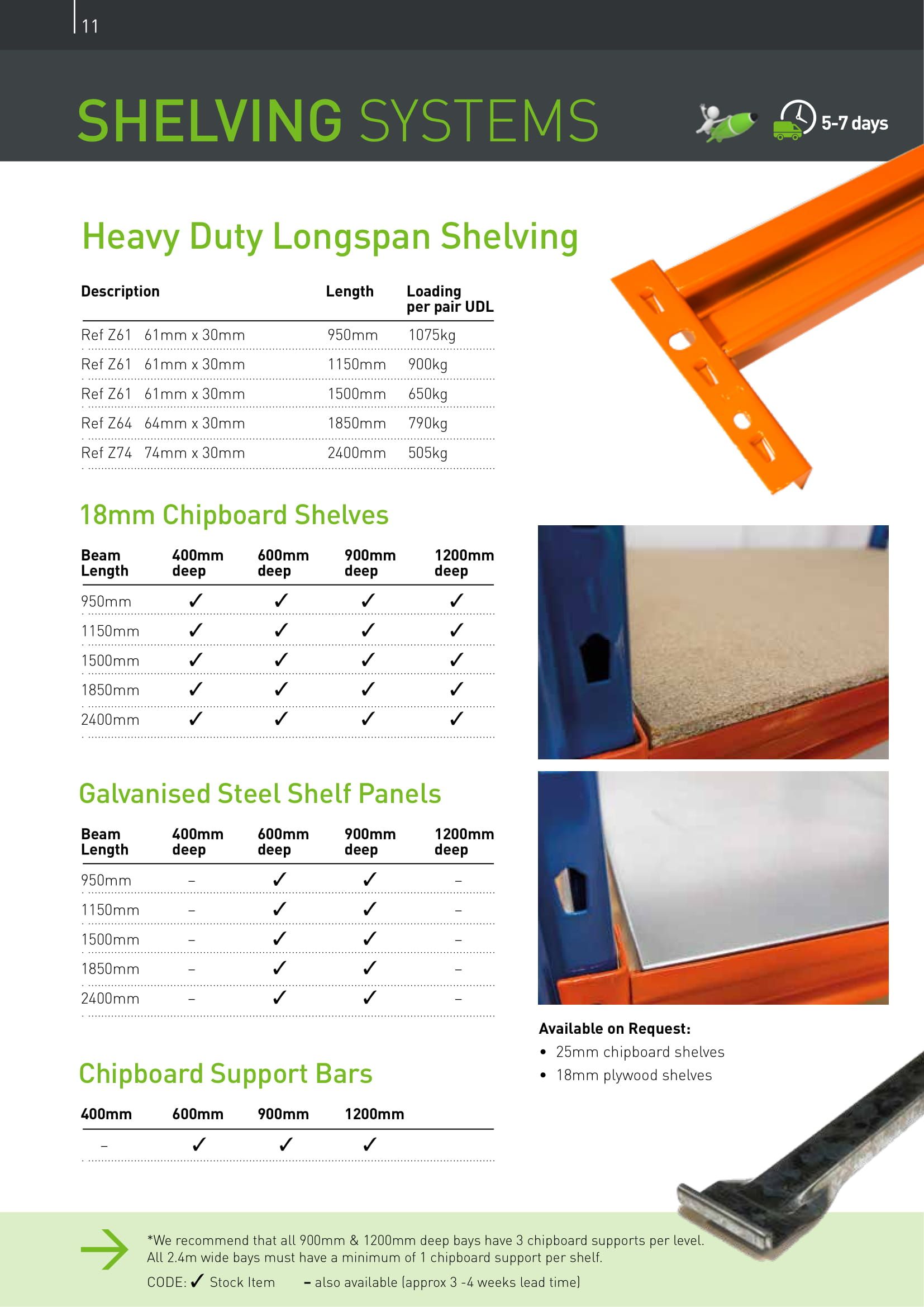 Shelving systems brochure page featuring different kinds of shelving