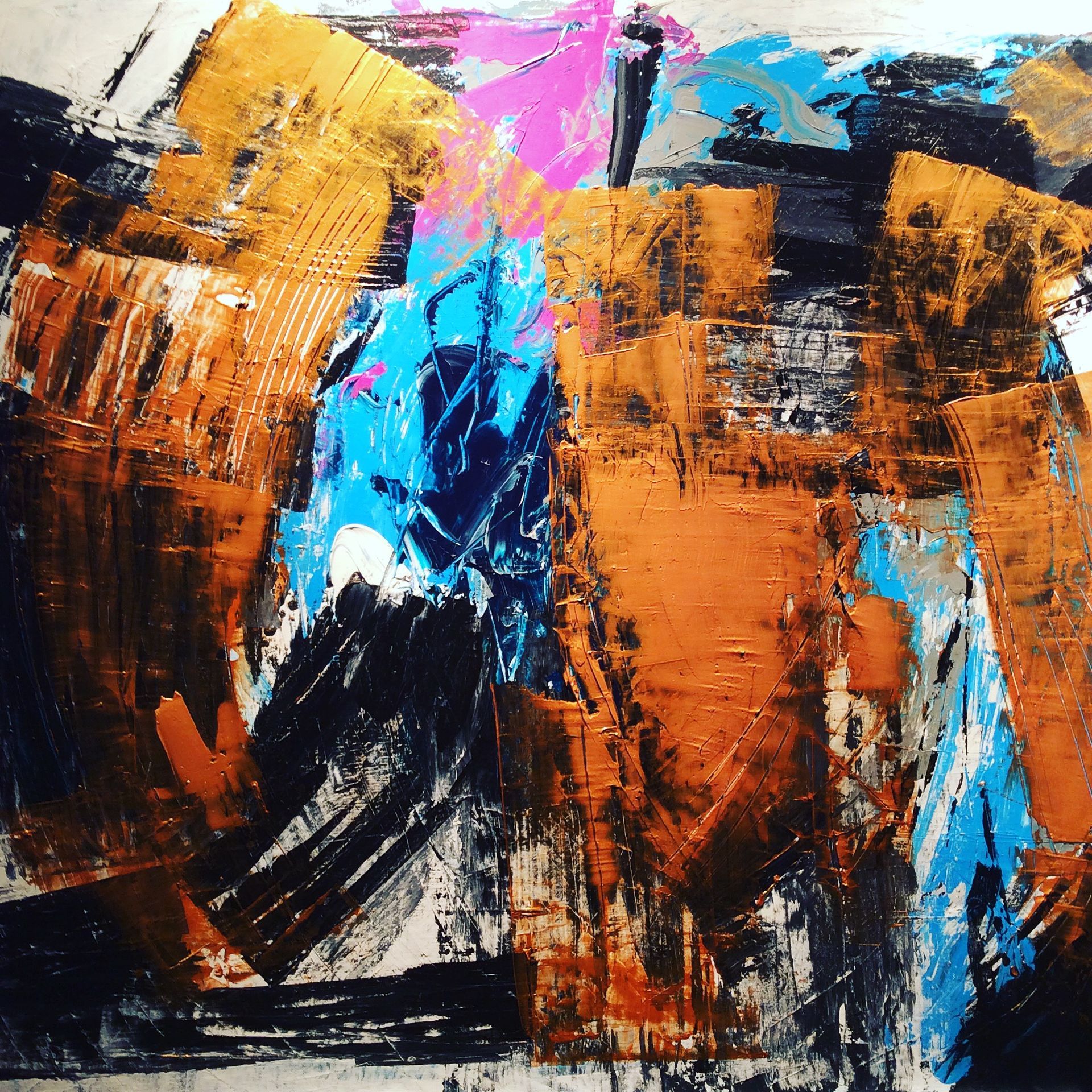 A painting with a lot of different colors and brush strokes