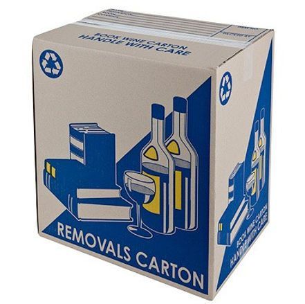 A cardboard box that says removals carton on it