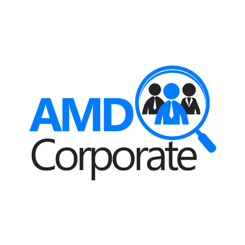 Le logo d'amd corporate montre une loupe regardant un groupe de personnes.