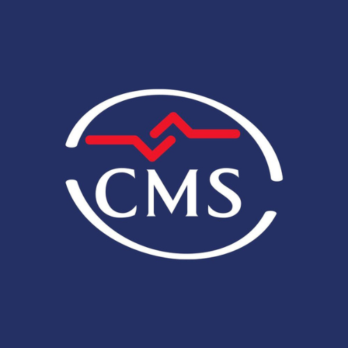 Un logo cms sur fond bleu