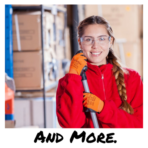 girl in red in warehouse