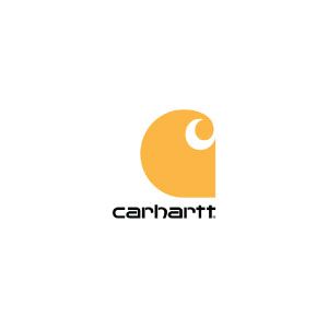 Carhartt logo: yellow, half-circle shape with a white crescent, and black text