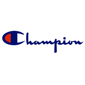 Champion logo: blue script