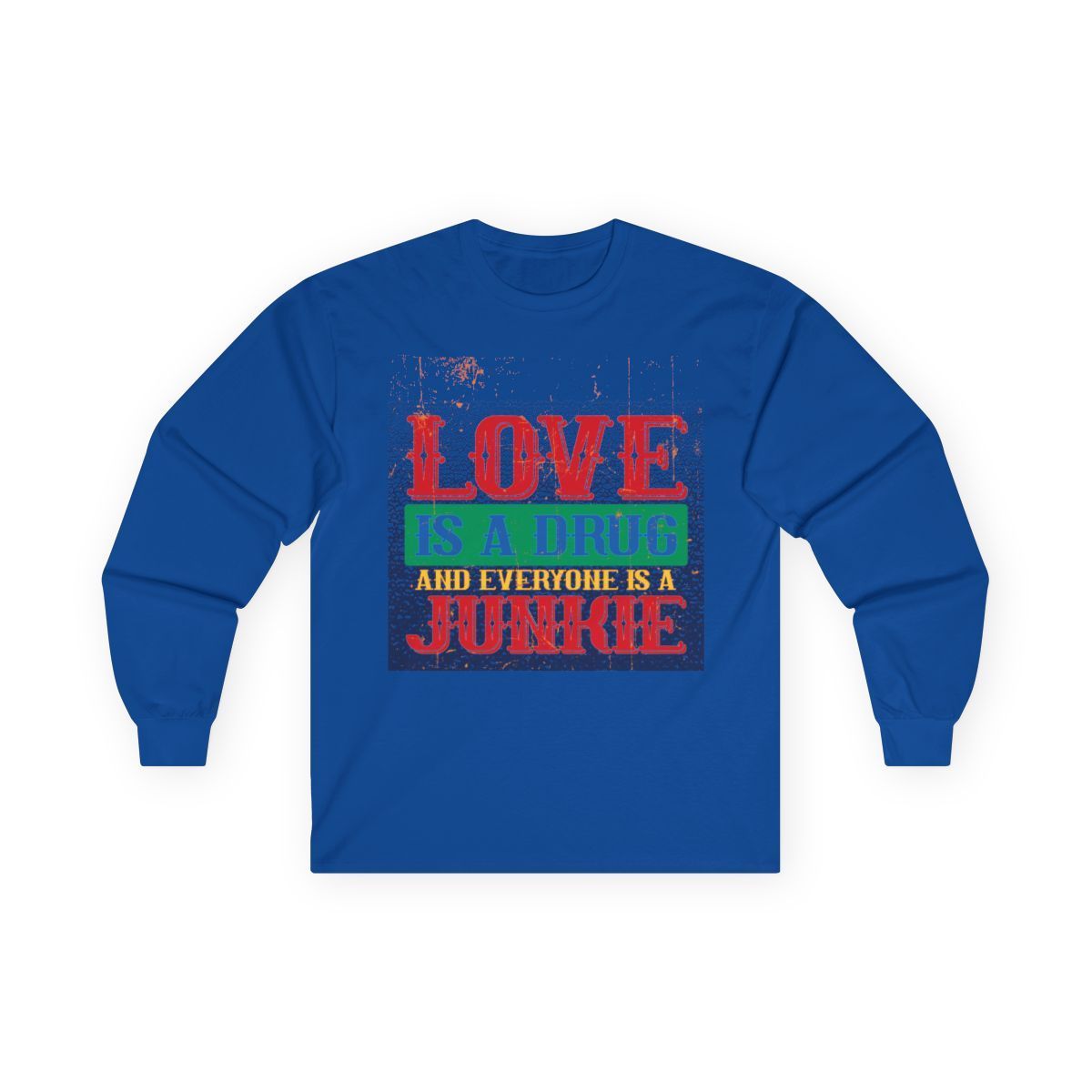 White long-sleeve shirt with the words 