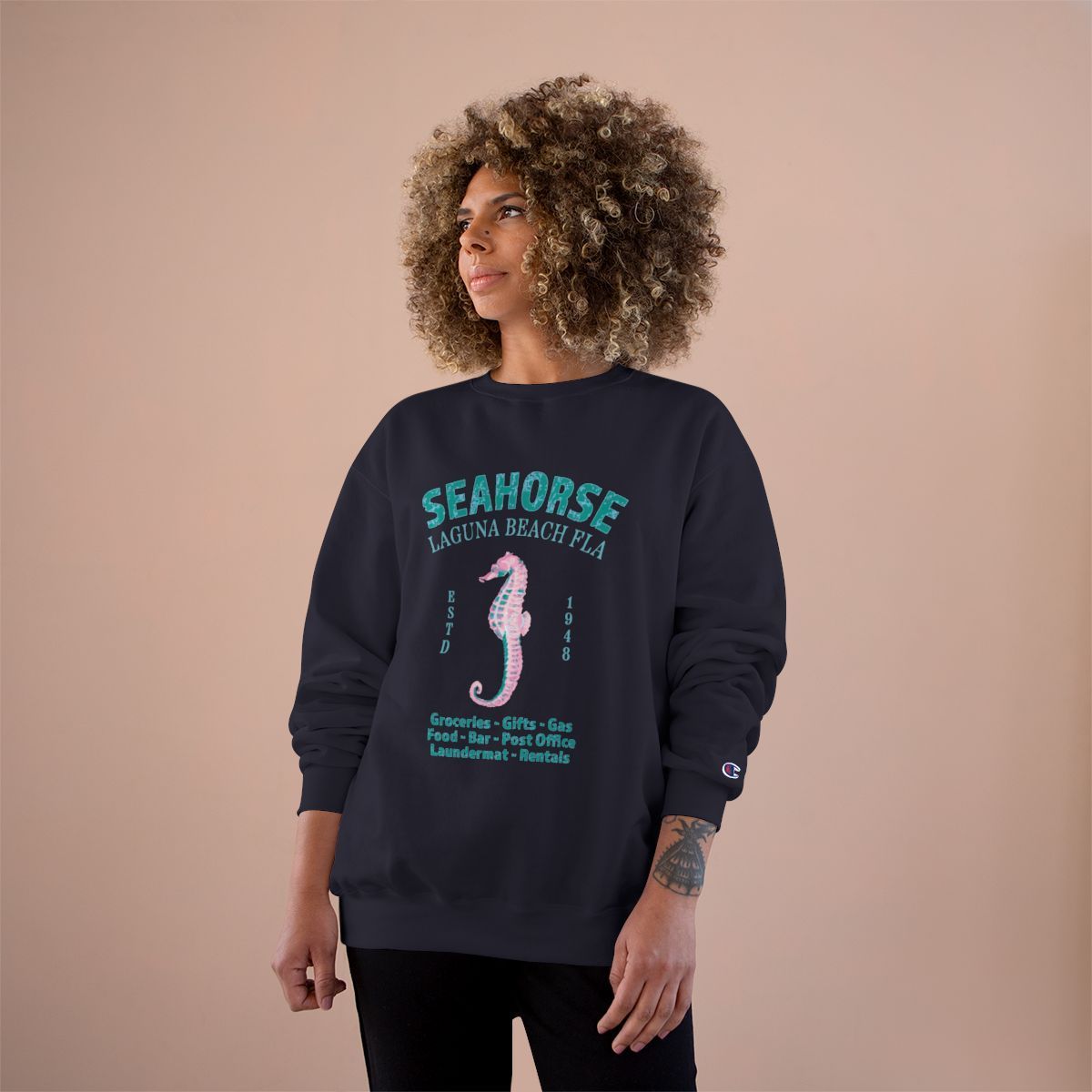 Vintage Seahorse Champion Sweatshirt: Coastal Heritage, Timeless Comfort