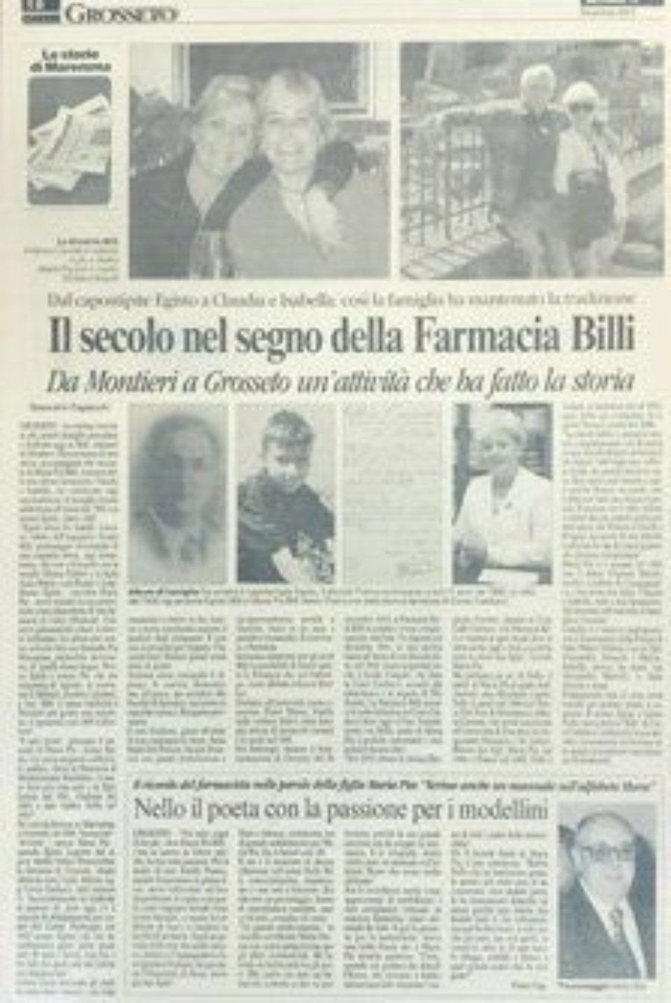 estratto di un articolo sulla Farmacia Billi