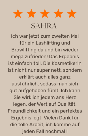 Bewertung einer Schönheitsbehandlung von Sahra