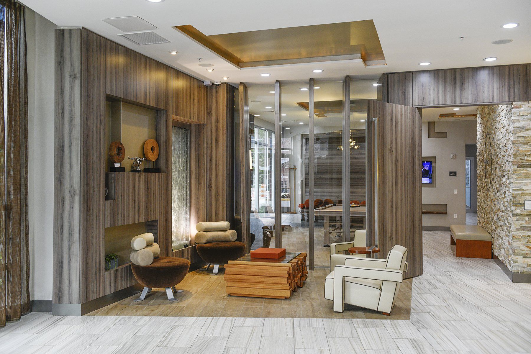Interior photo of west side lofts lobby