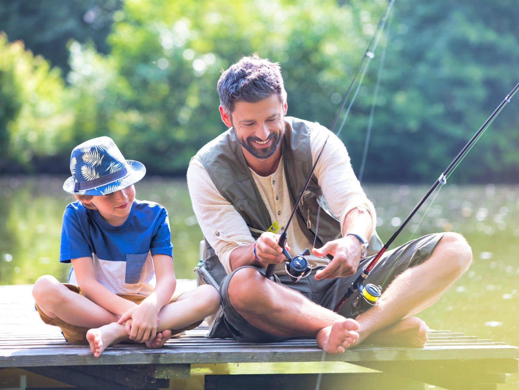 Father and son fishing