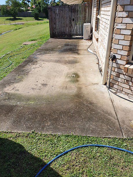 Uncleaned view of garage — Home Pressure Cleaners in Mackay, QLD