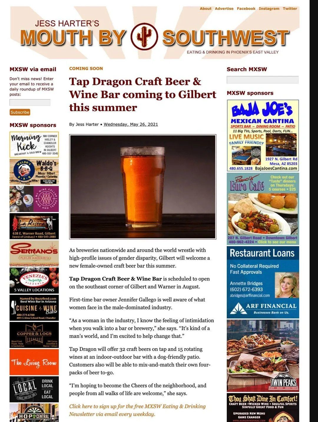 Food And Drink Magazine — Gilbert, AZ — Tap Dragon Craft Been & Wine Bar