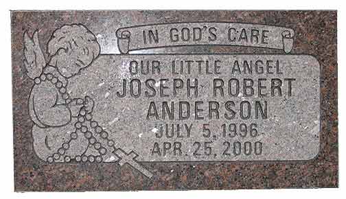 Headstone with angel, text: 