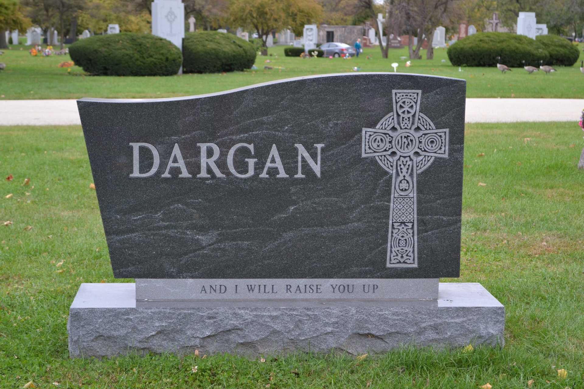 Gray headstone with the name 