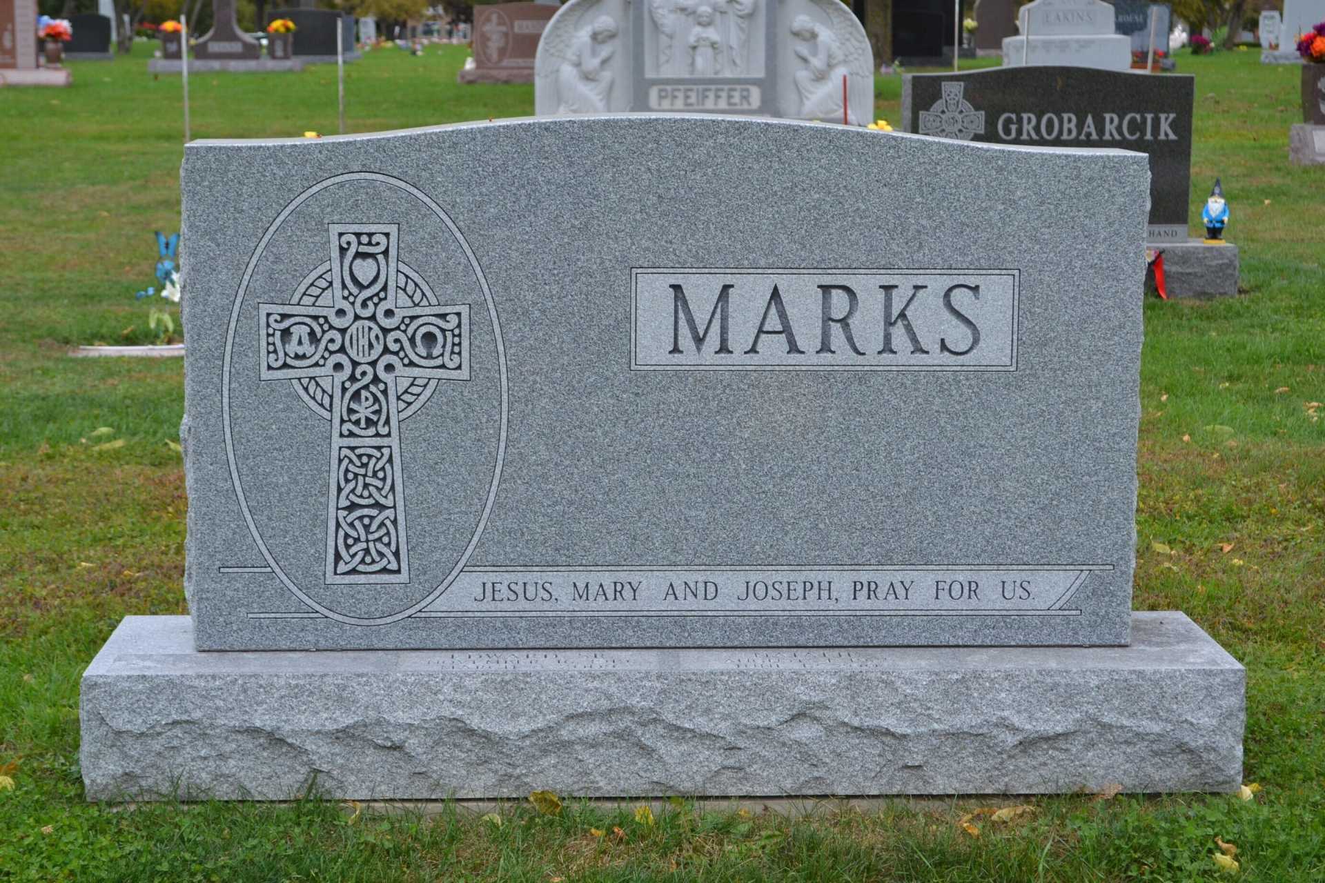 Gray headstone with 