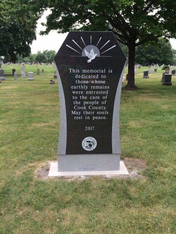 Black granite memorial with inscription
