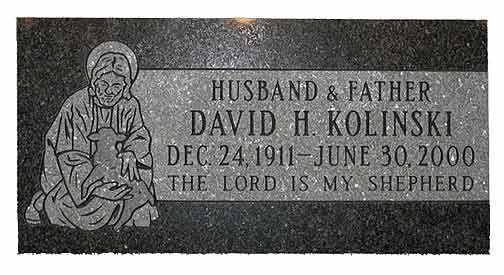 Tombstone of David H. Kolinski, with dates and 