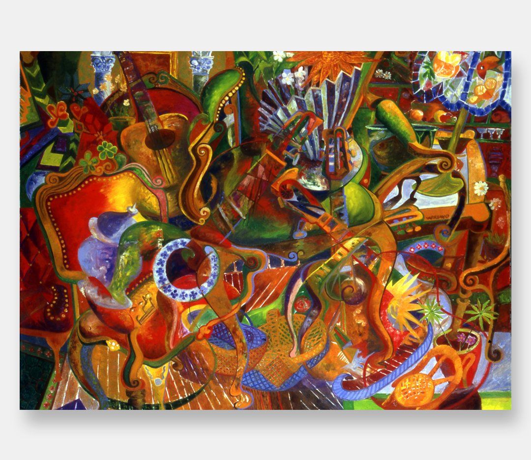 John Varriano - Dancing Guitars- Abstract Oil Painting